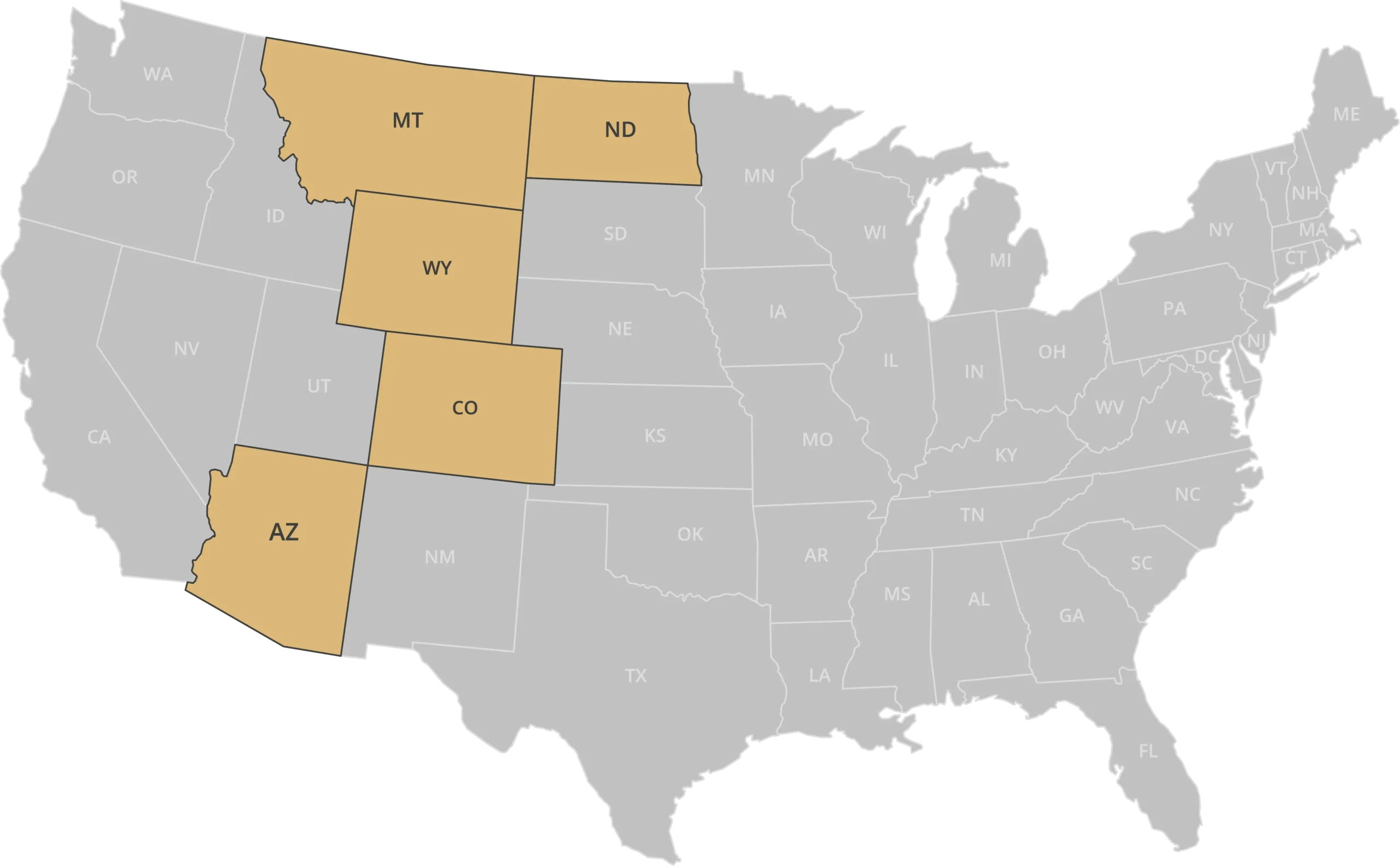 Construction company map of the western United States.