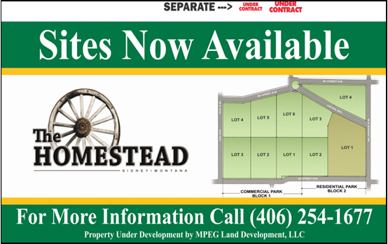 Land development project for Homestead subdivision in Sidney, Montana by CR Builders.
